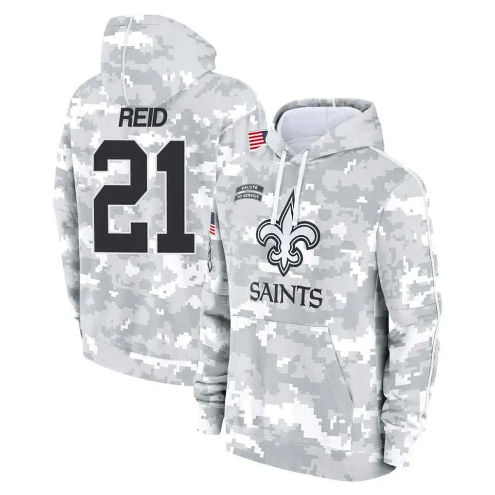 Punc NO.Saints #21 Justin Reid Player Arctic Camo Salute to Service Pullover Hoodies Limited Game Stitched Jerseys