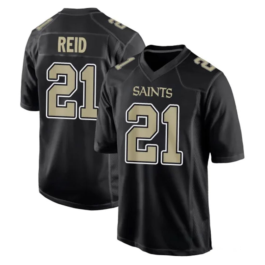 Punc NO.Saints #21 Justin Reid Player Black Carbon Fashion Home Game Stitched Jerseys