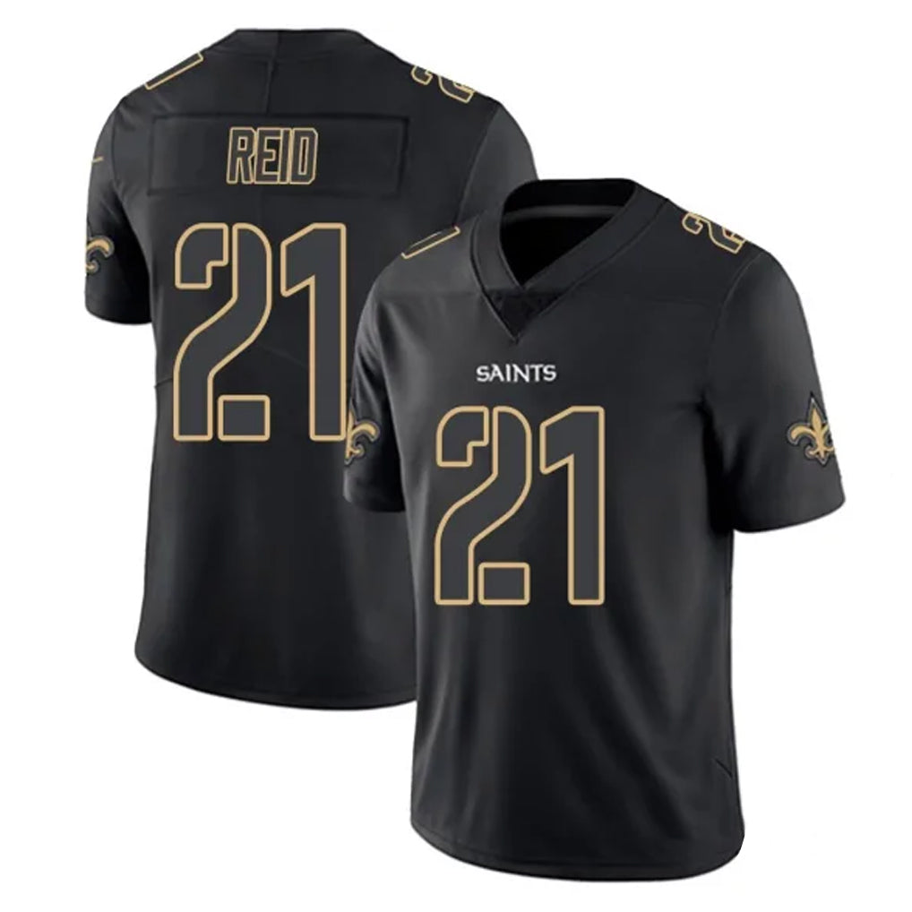 Punc NO.Saints #21 Justin Reid Player Black Impact Limited Home Game Stitched Jerseys