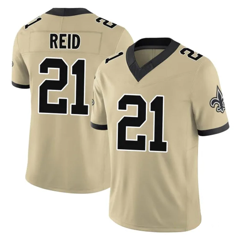 Punc NO.Saints #21 Justin Reid Player Gold Limited Vapor F.U.S.E. Home Game Stitched Jerseys