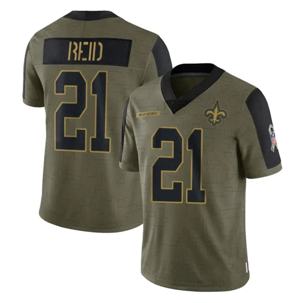 Punc NO.Saints #21 Justin Reid Player Olive Salute To Service Limited Game Stitched Jerseys