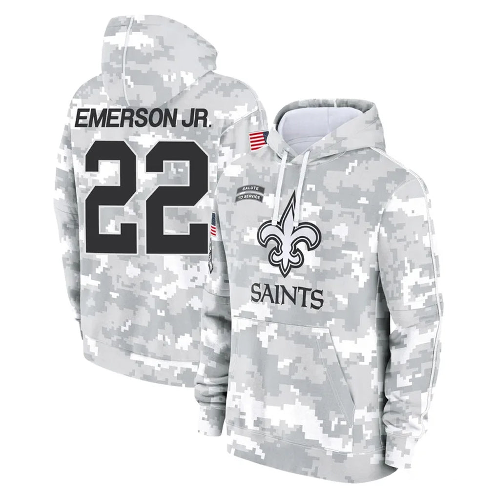 Punc NO.Saints #22 Martin Emerson Jr. Player Arctic Camo Salute to Service Pullover Hoodies Limited Game Stitched Jerseys
