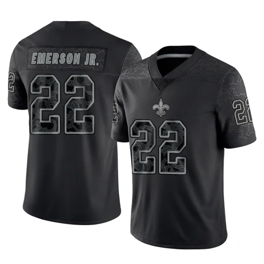 Punc NO.Saints #22 Martin Emerson Jr. Player Black Limited Reflective Home Game Stitched Jerseys