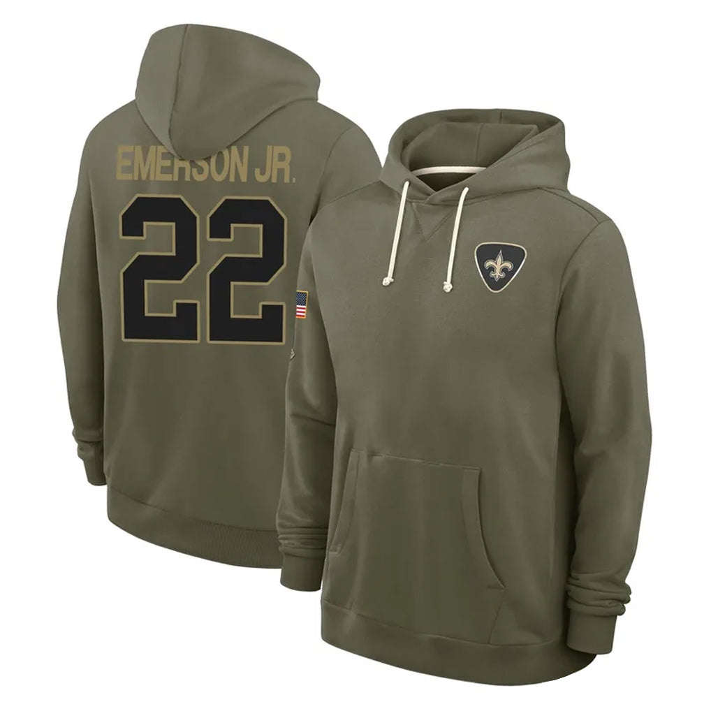 Punc NO.Saints #22 Martin Emerson Jr. Player Olive Salute to Service Pullover Hoodies Limited Stitched Jerseys