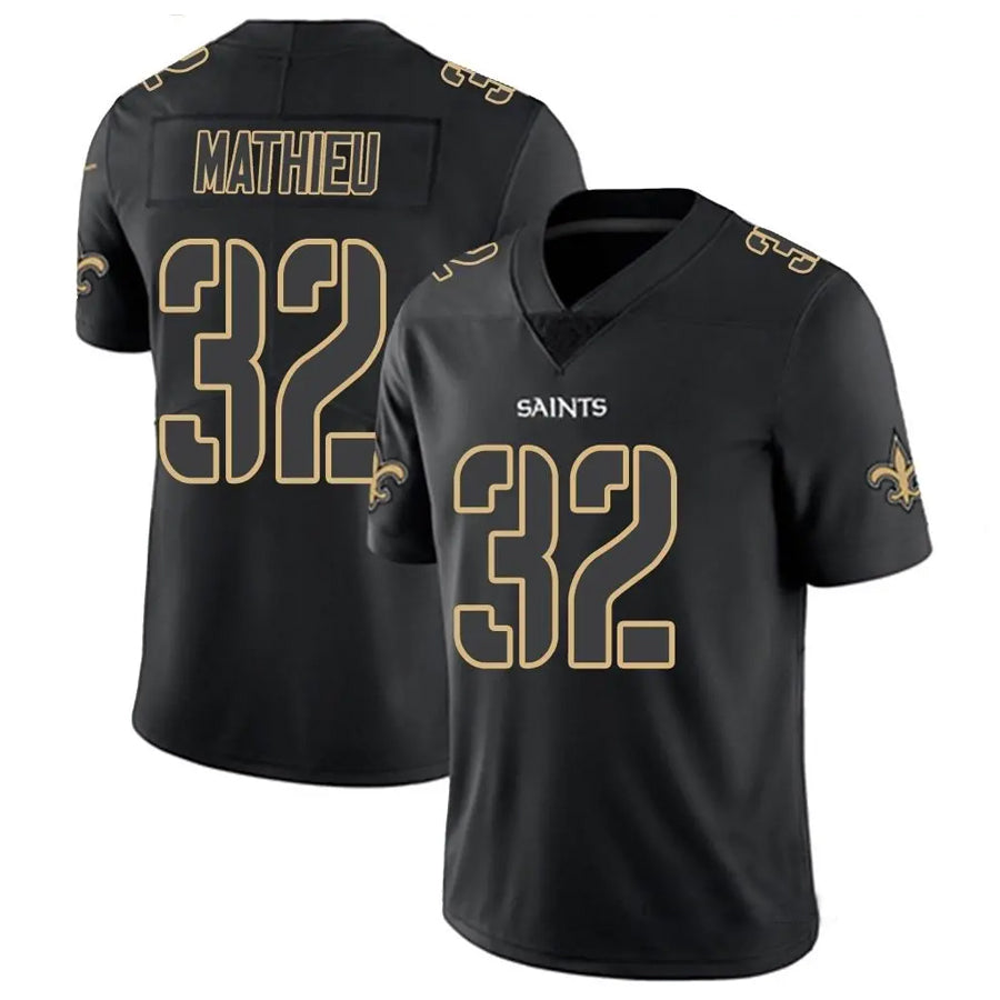 Punc NO.Saints #32 Tyrann Mathieu Player Limited Black Impact Stitched Jerseys
