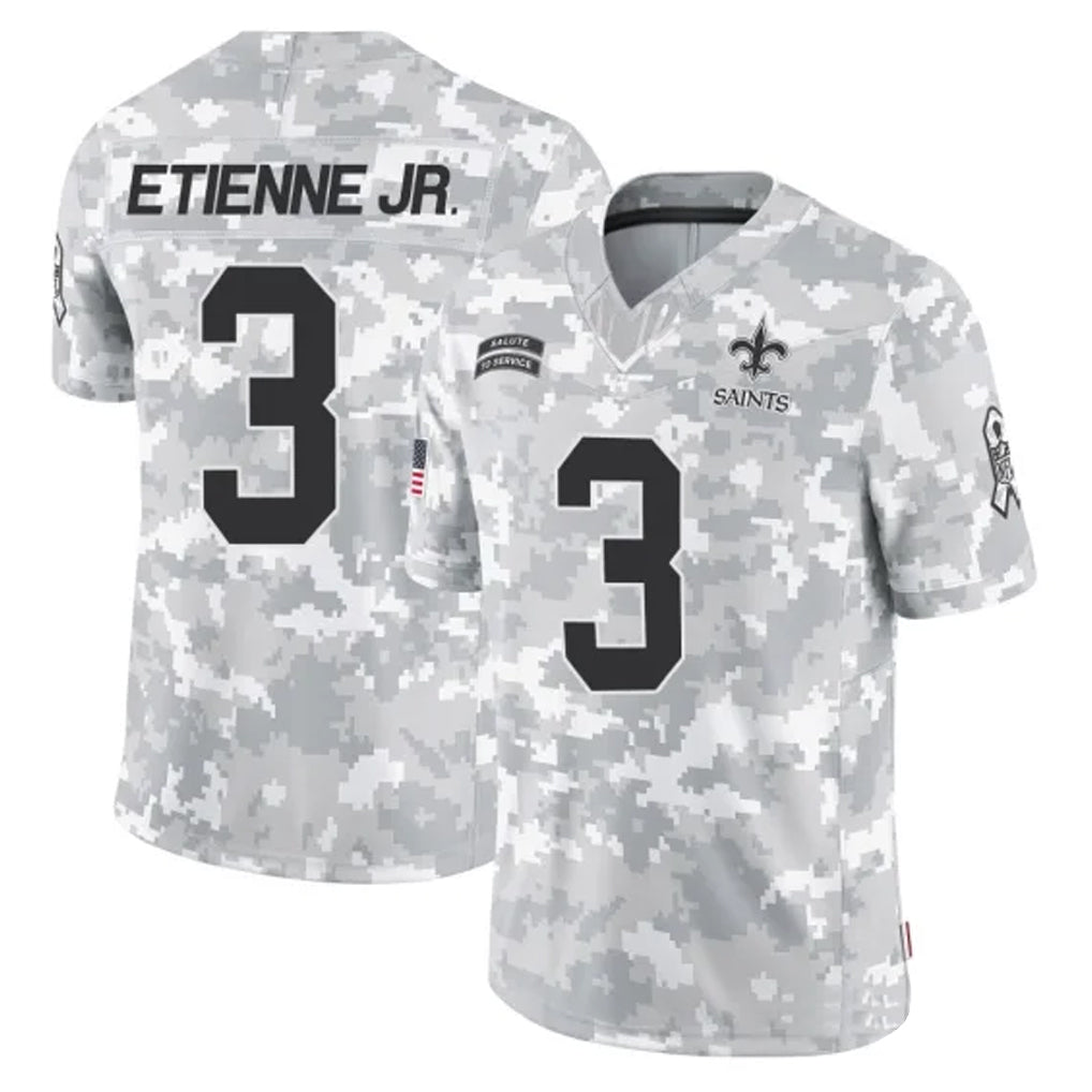 Punc NO.Saints #3 Travis Etienne Jr. Player Arctic Camo Salute To Service Limited Game Stitched Jerseys