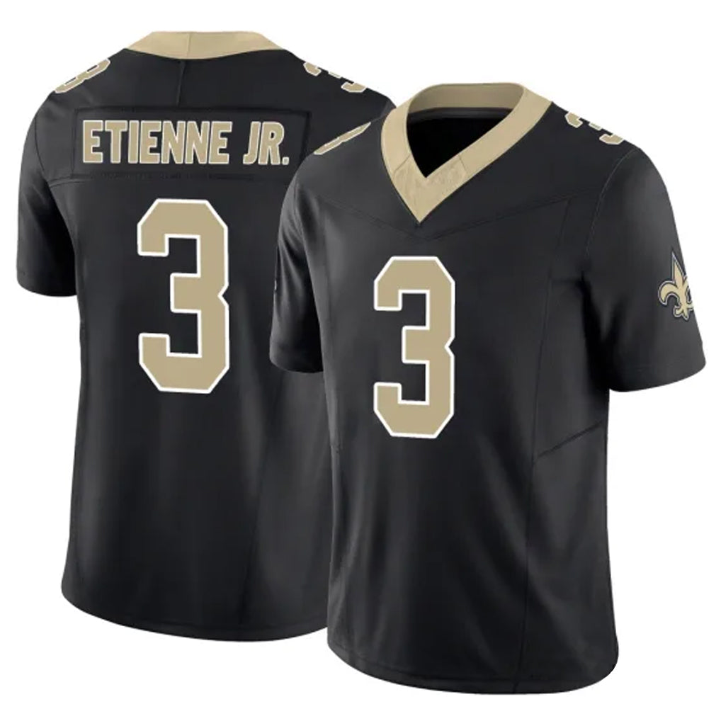 Punc NO.Saints #3 Travis Etienne Jr. Player Black Limited Vapor F.U.S.E. Home Game Stitched Jerseys