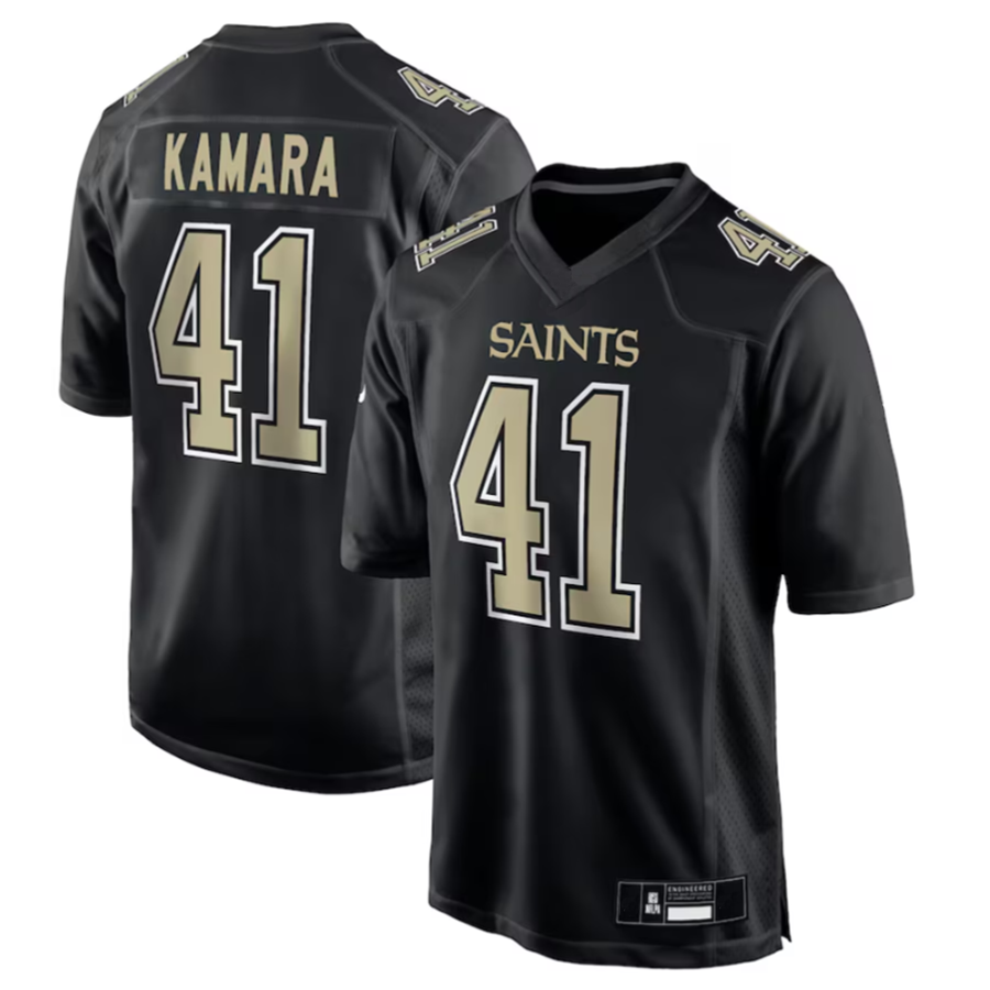 Punc NO.Saints #41 Alvin Kamara Player Carbon Black Fashion Game Stitched Jerseys