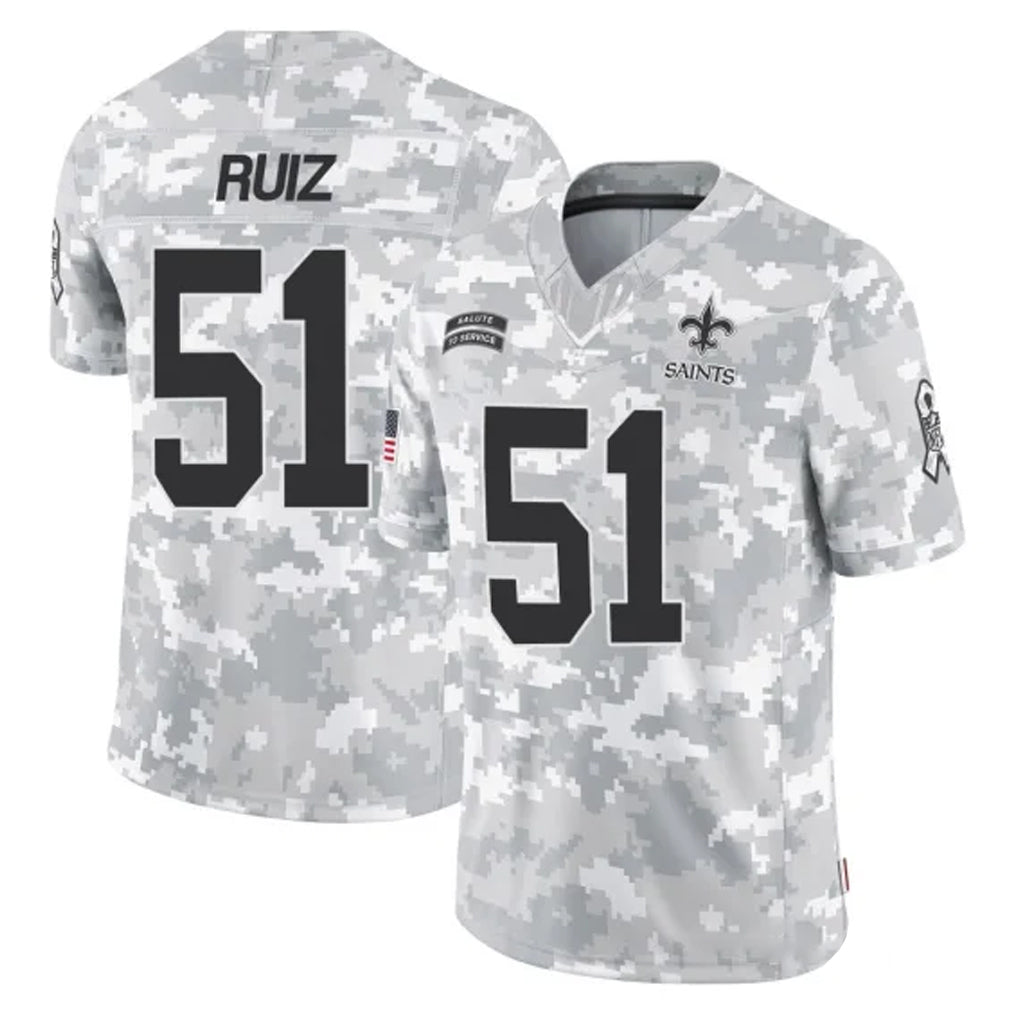 Punc NO.Saints #51 Cesar Ruiz Player Arctic Camo Salute To Service Limited Game Stitched Jerseys