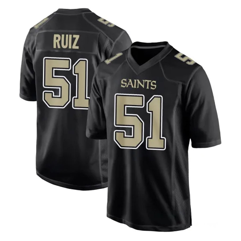 Punc NO.Saints #51 Cesar Ruiz Player Black Carbon Fashion Home Game Stitched Jerseys