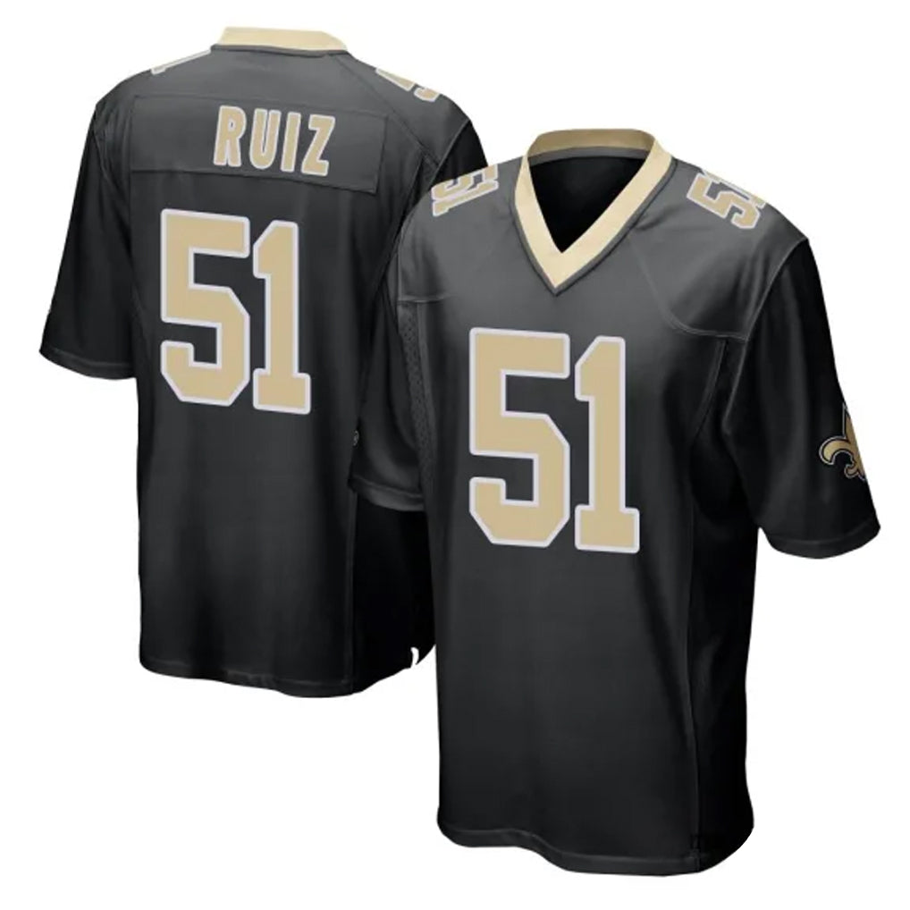 Punc NO.Saints #51 Cesar Ruiz Player Black Home Game Stitched Jerseys