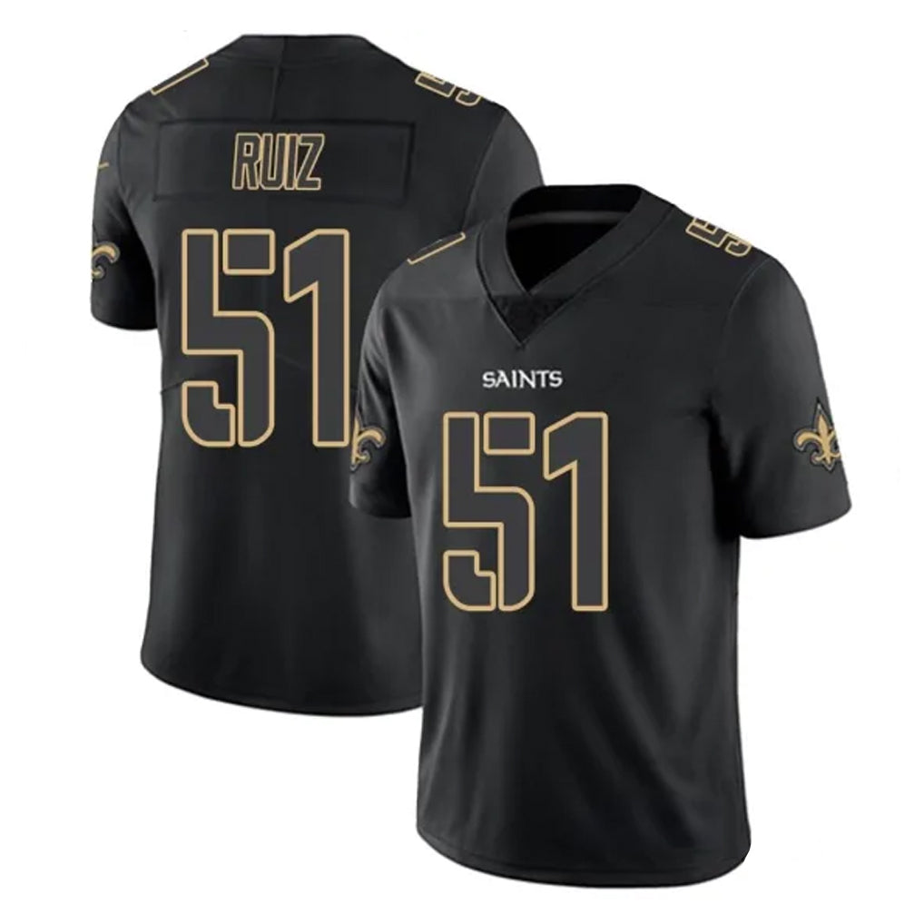 Punc NO.Saints #51 Cesar Ruiz Player Black Impact Limited Home Game Stitched Jerseys