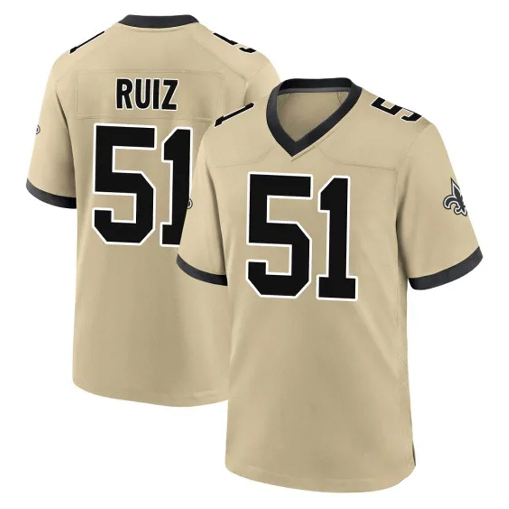 Punc NO.Saints #51 Cesar Ruiz Player Gold Home Game Stitched Jerseys