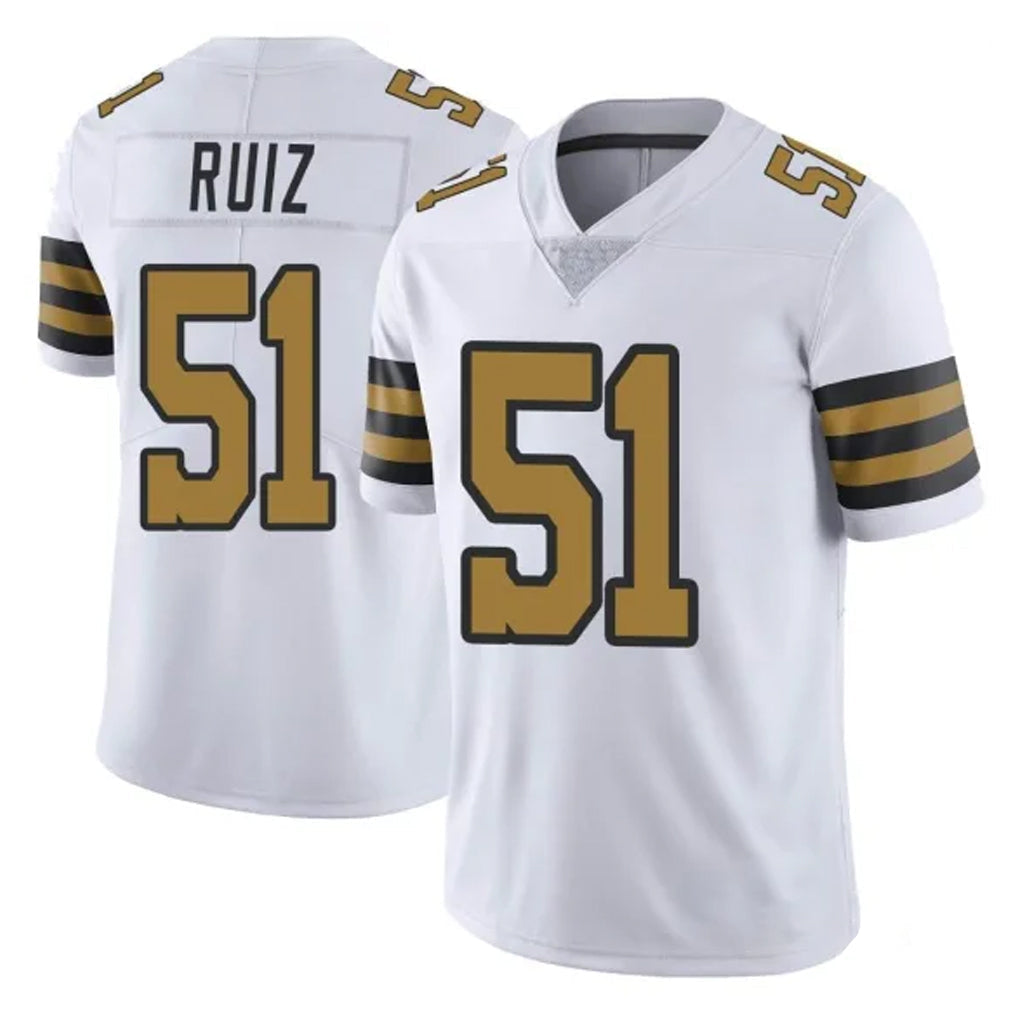 Punc NO.Saints #51 Cesar Ruiz Player White Limited Color Rush Home Game Stitched Jerseys