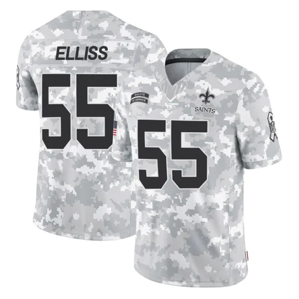 Punc NO.Saints #55 Kaden Elliss Player Arctic Camo Salute To Service Limited Game Stitched Jerseys