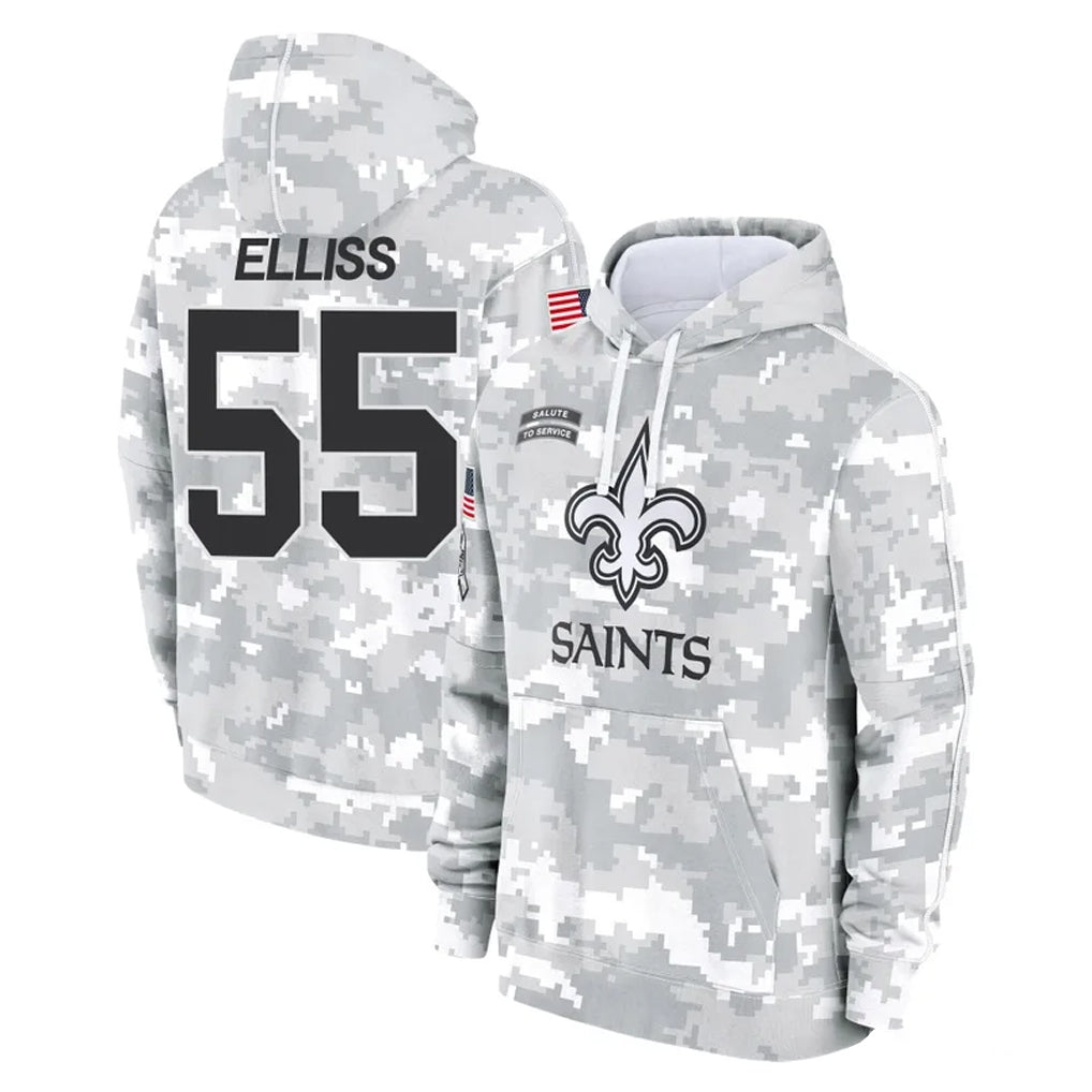 Punc NO.Saints #55 Kaden Elliss Player Arctic Camo Salute to Service Pullover Hoodies Limited Game Stitched Jerseys