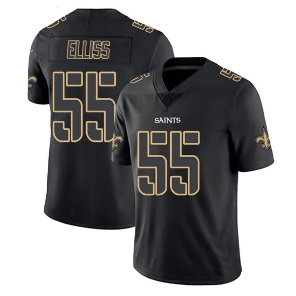 Punc NO.Saints #55 Kaden Elliss Player Black Impact Limited Home Game Stitched Jerseys