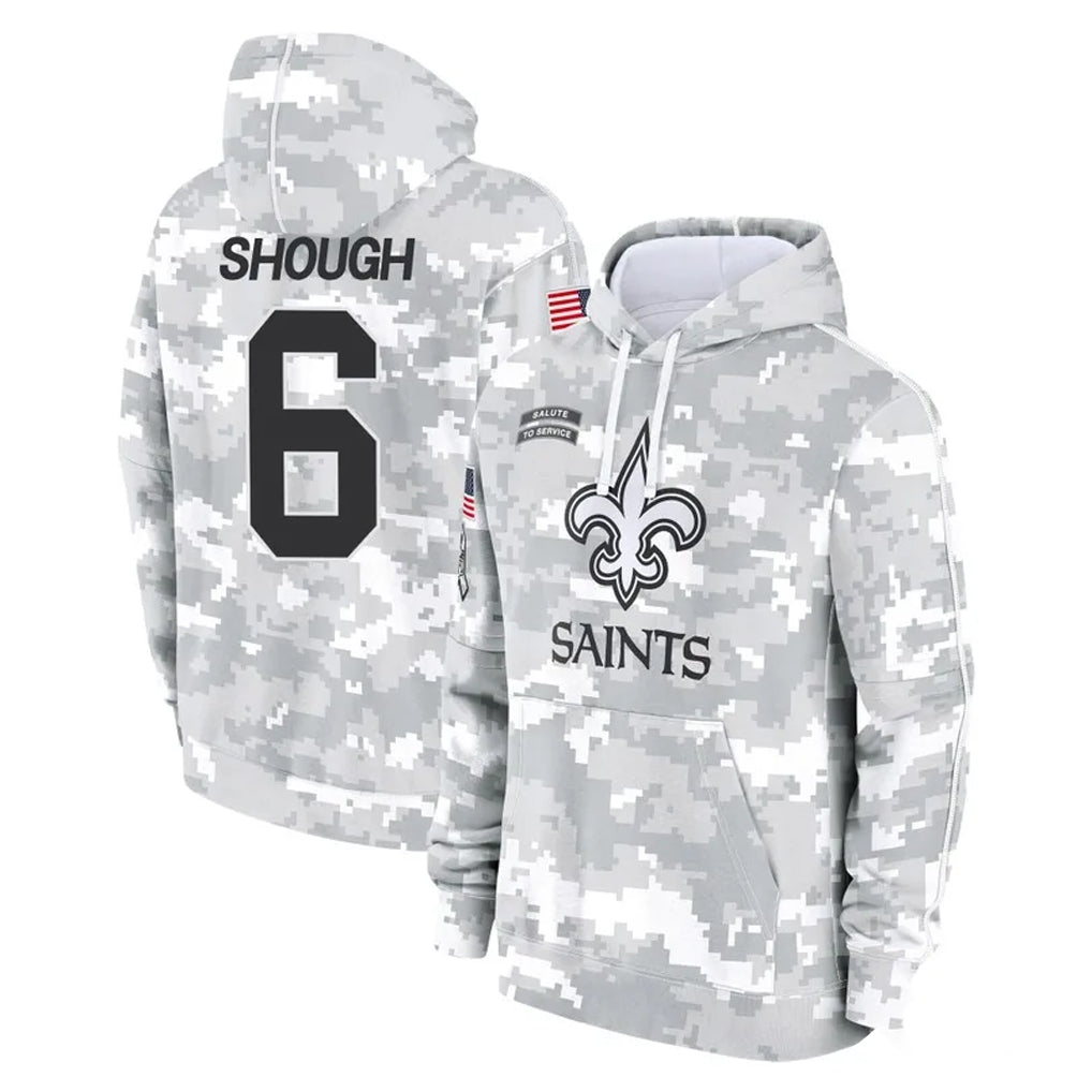 Punc NO.Saints #6 Tyler Shough Player Arctic Camo Salute to Service Pullover Hoodies Limited Game Stitched Jerseys