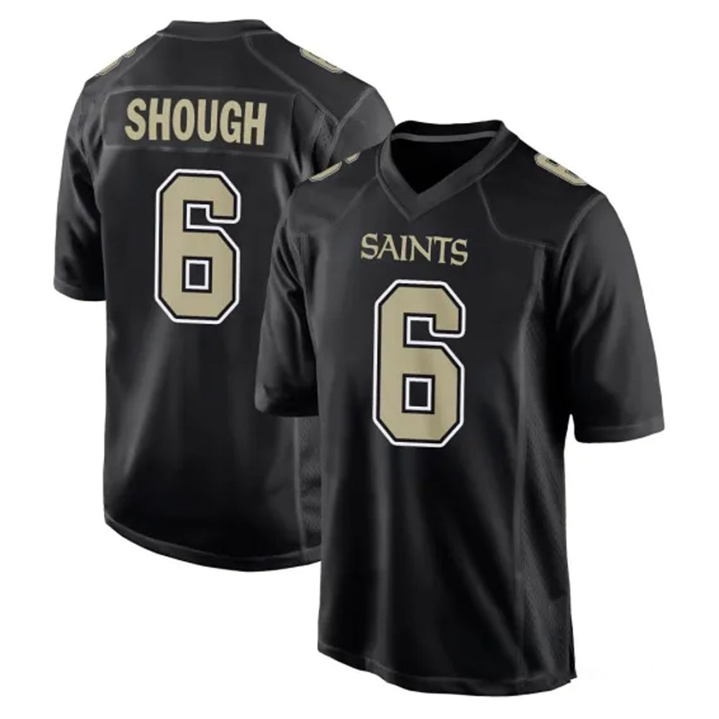 Punc NO.Saints #6 Tyler Shough Player Black Carbon Fashion Home Game Stitched Jerseys