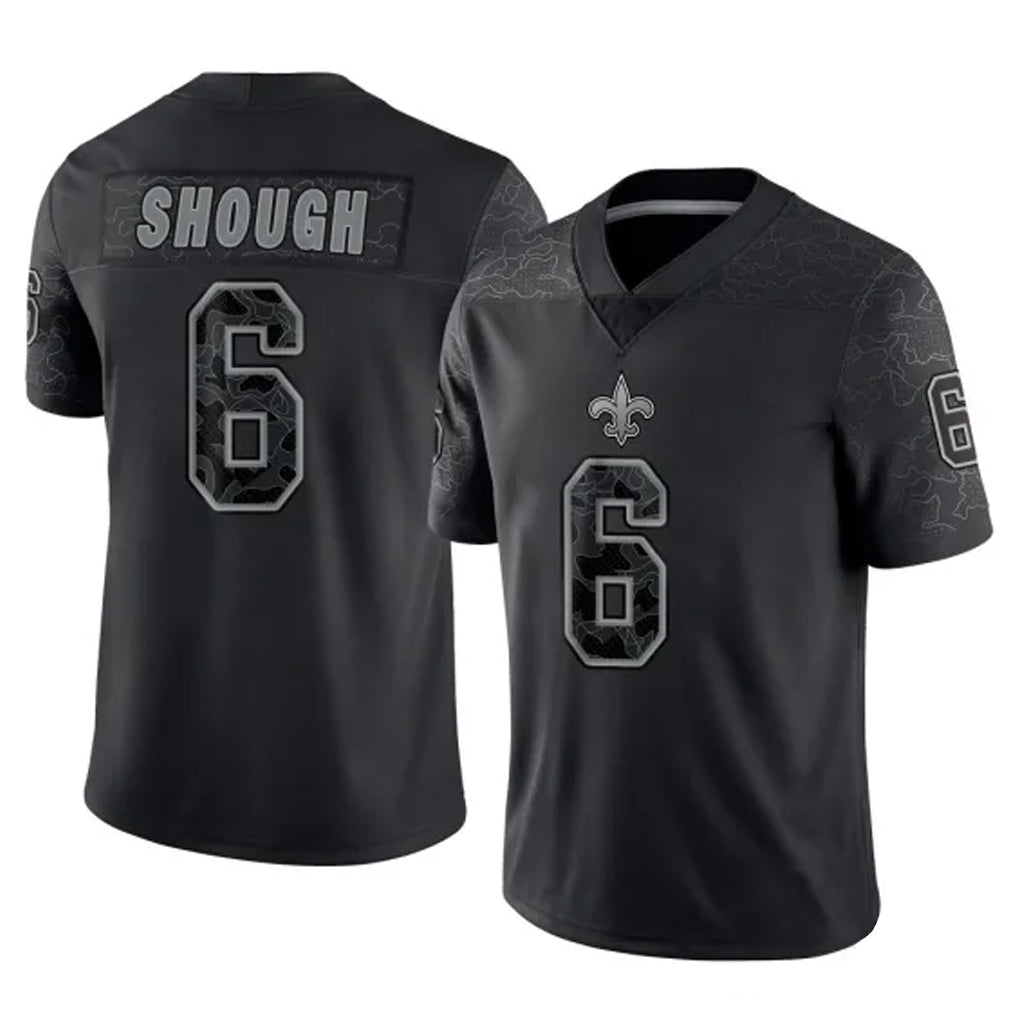 Punc NO.Saints #6 Tyler Shough Player Black Limited Reflective Home Game Stitched Jerseys