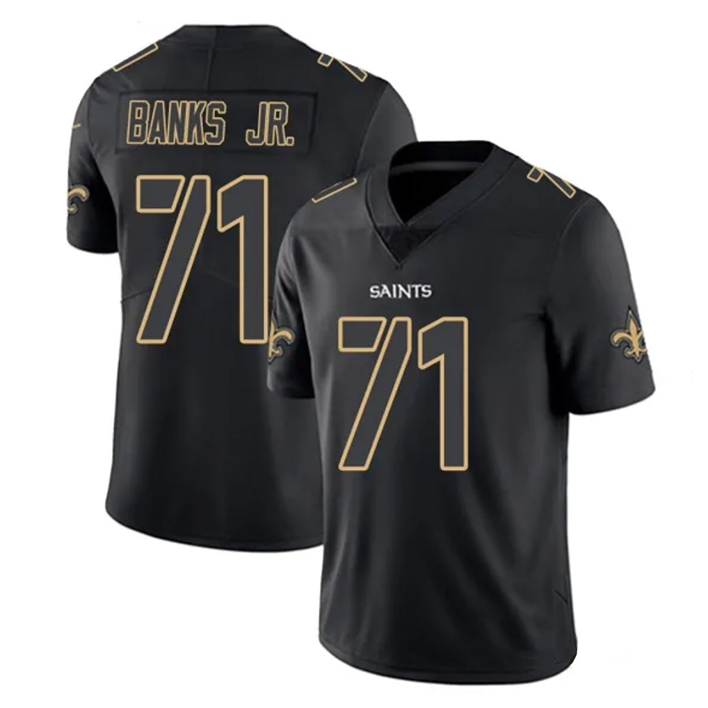 Punc NO.Saints #71 Kelvin Banks Jr. Player Black Impact Limited Home Game Stitched Jerseys