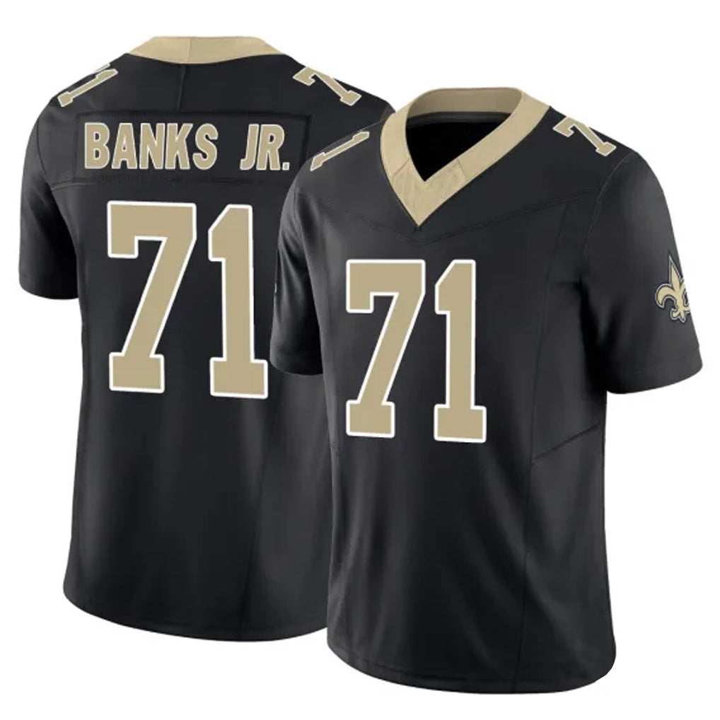 Punc NO.Saints #71 Kelvin Banks Jr. Player Black Limited Vapor F.U.S.E. Home Game Stitched Jerseys