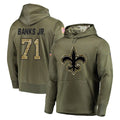 Punc NO.Saints #71 Kelvin Banks Jr. Player Olive Salute to Service Pullover Hoodies Home Game Stitched Jerseys