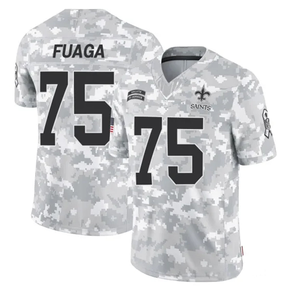 Punc NO.Saints #75 Taliese Fuaga Player Arctic Camo Salute To Service Limited Game Stitched Jerseys