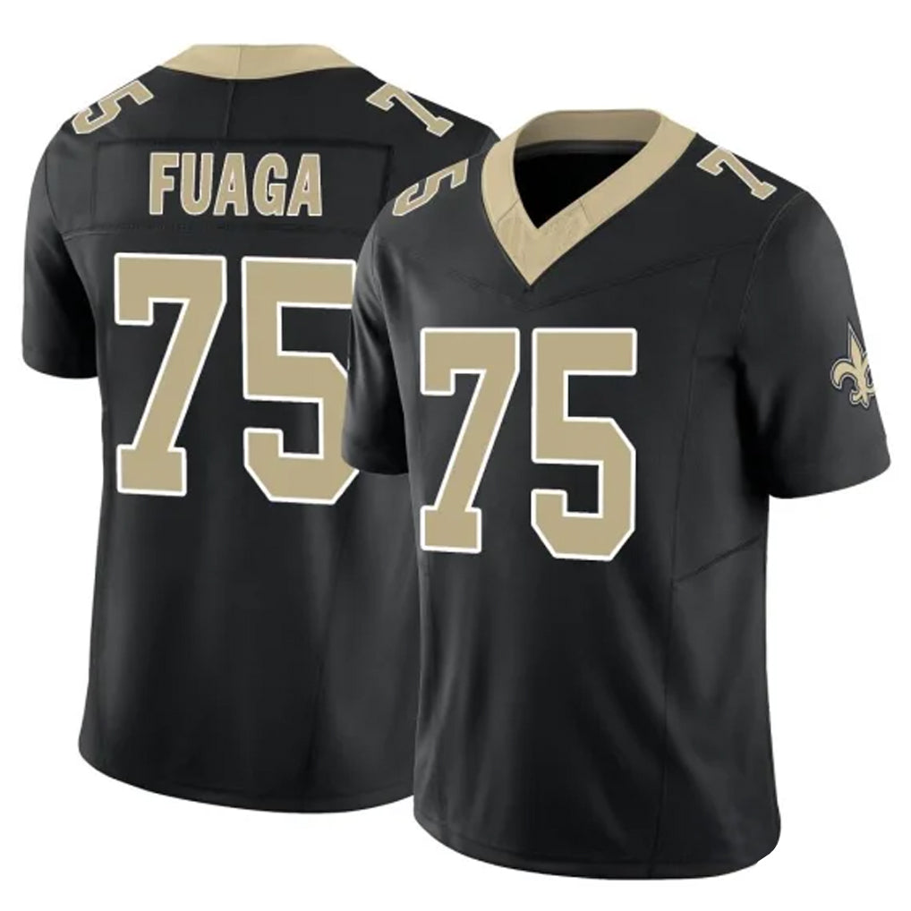 Punc NO.Saints #75 Taliese Fuaga Player Black Limited Vapor F.U.S.E. Home Game Stitched Jerseys