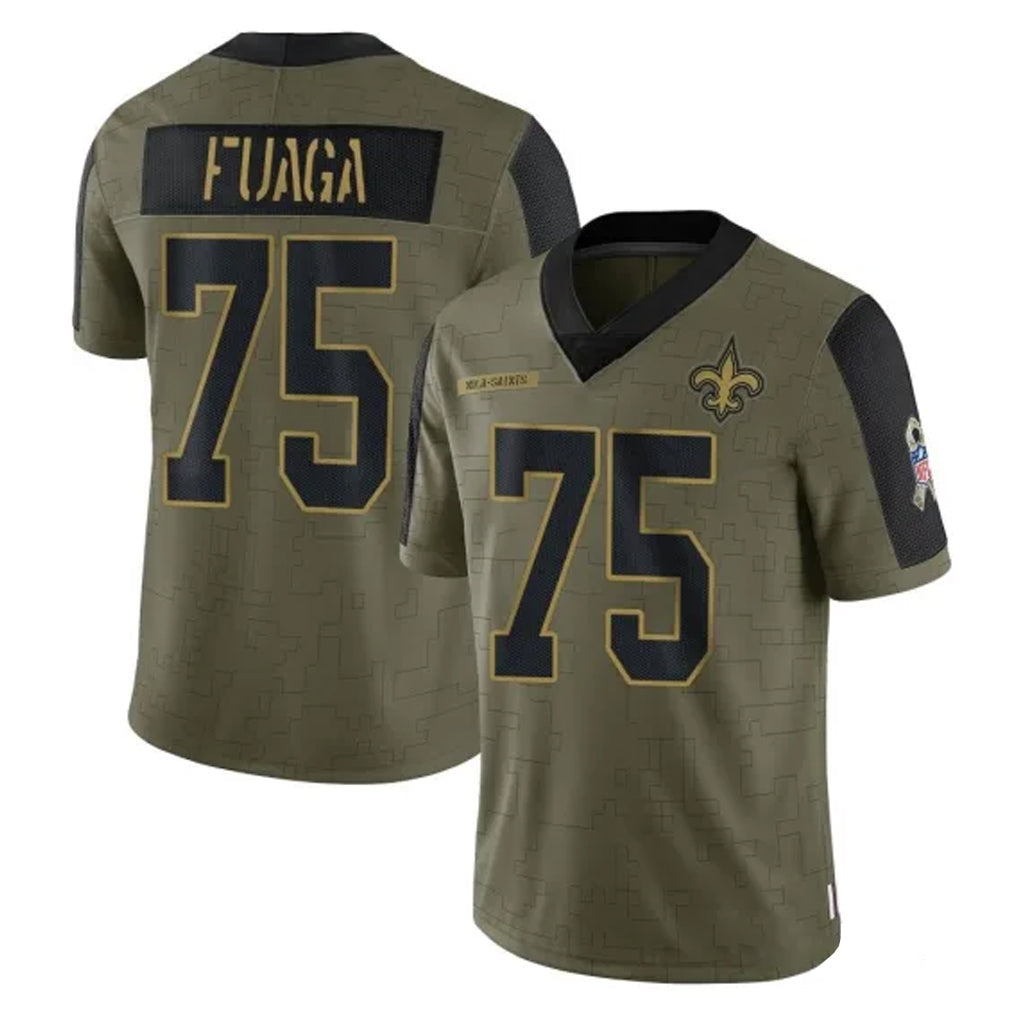Punc NO.Saints #75 Taliese Fuaga Player Olive Salute To Service Limited Game Stitched Jerseys
