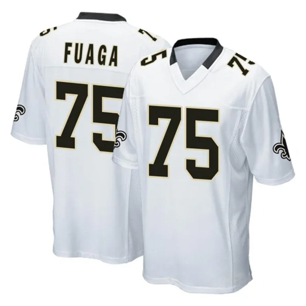 Punc NO.Saints #75 Taliese Fuaga Player White Home Game Stitched Jerseys