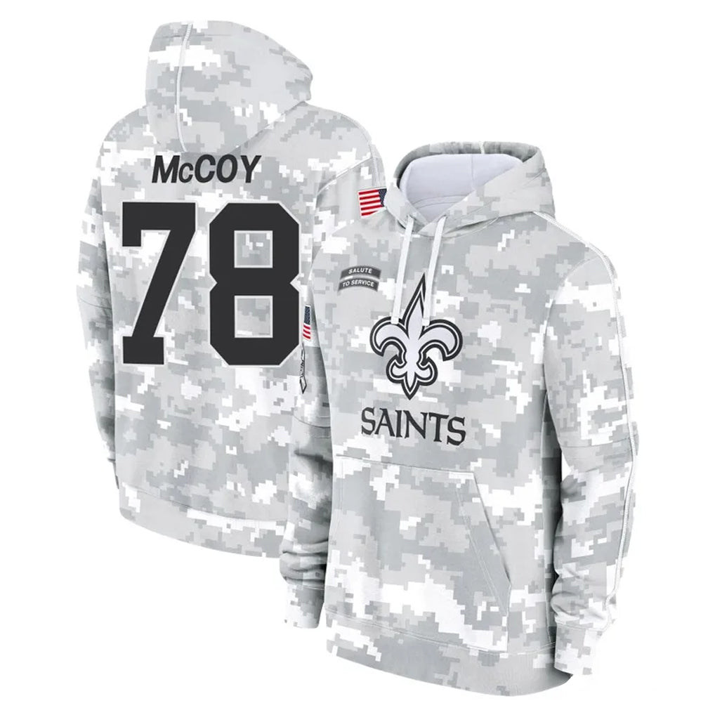Punc NO.Saints #78 Erik McCoy Player Arctic Camo Salute to Service Pullover Hoodies Limited Game Stitched Jerseys