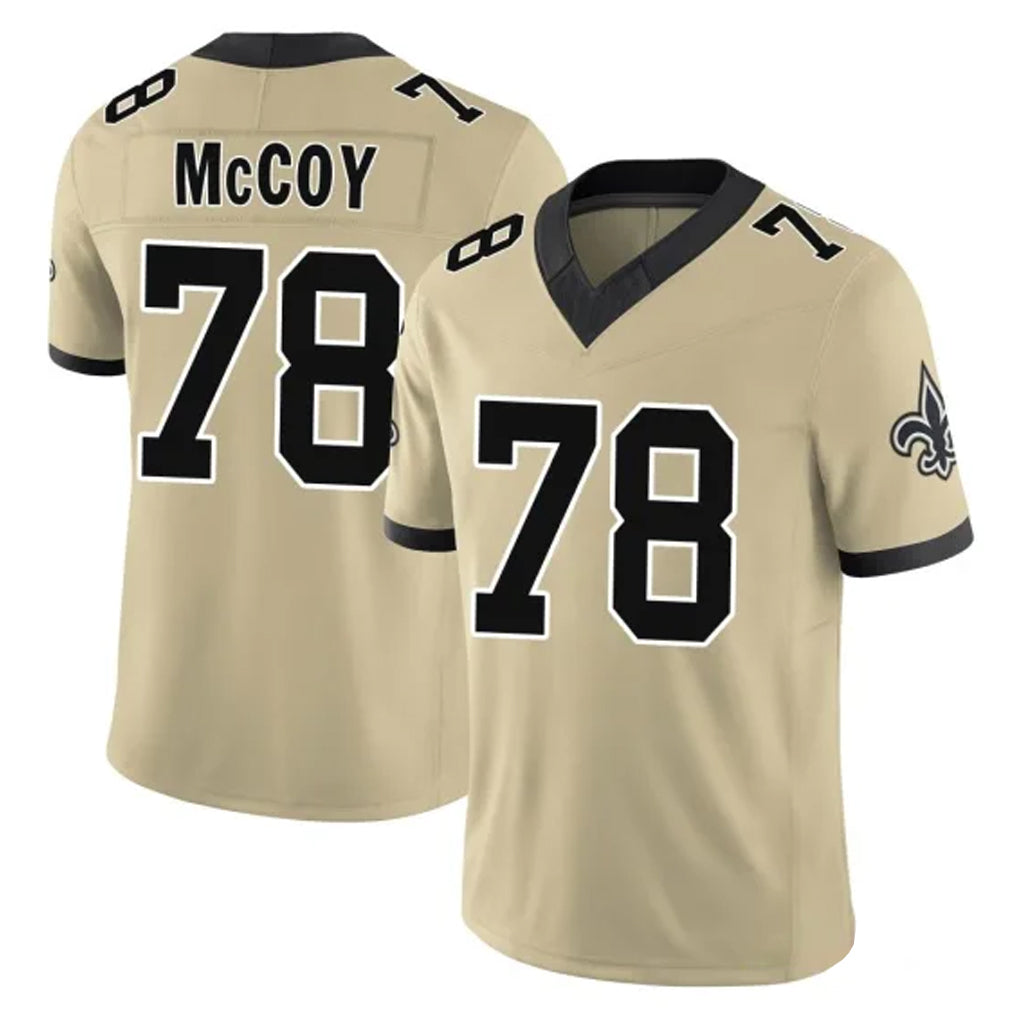 Punc NO.Saints #78 Erik McCoy Player Gold Limited Vapor F.U.S.E. Home Game Stitched Jerseys