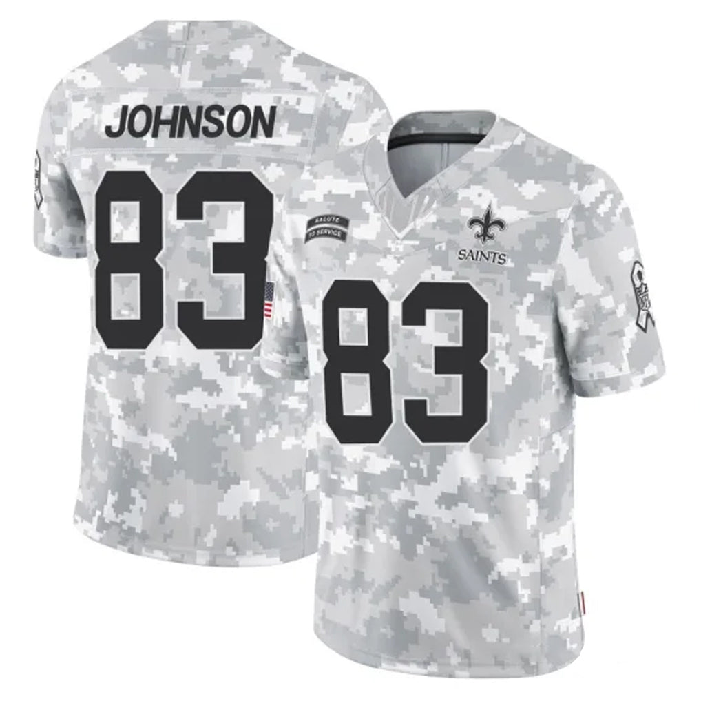 Punc NO.Saints #83 Juwan Johnson Player Arctic Camo Salute To Service Limited Game Stitched Jerseys