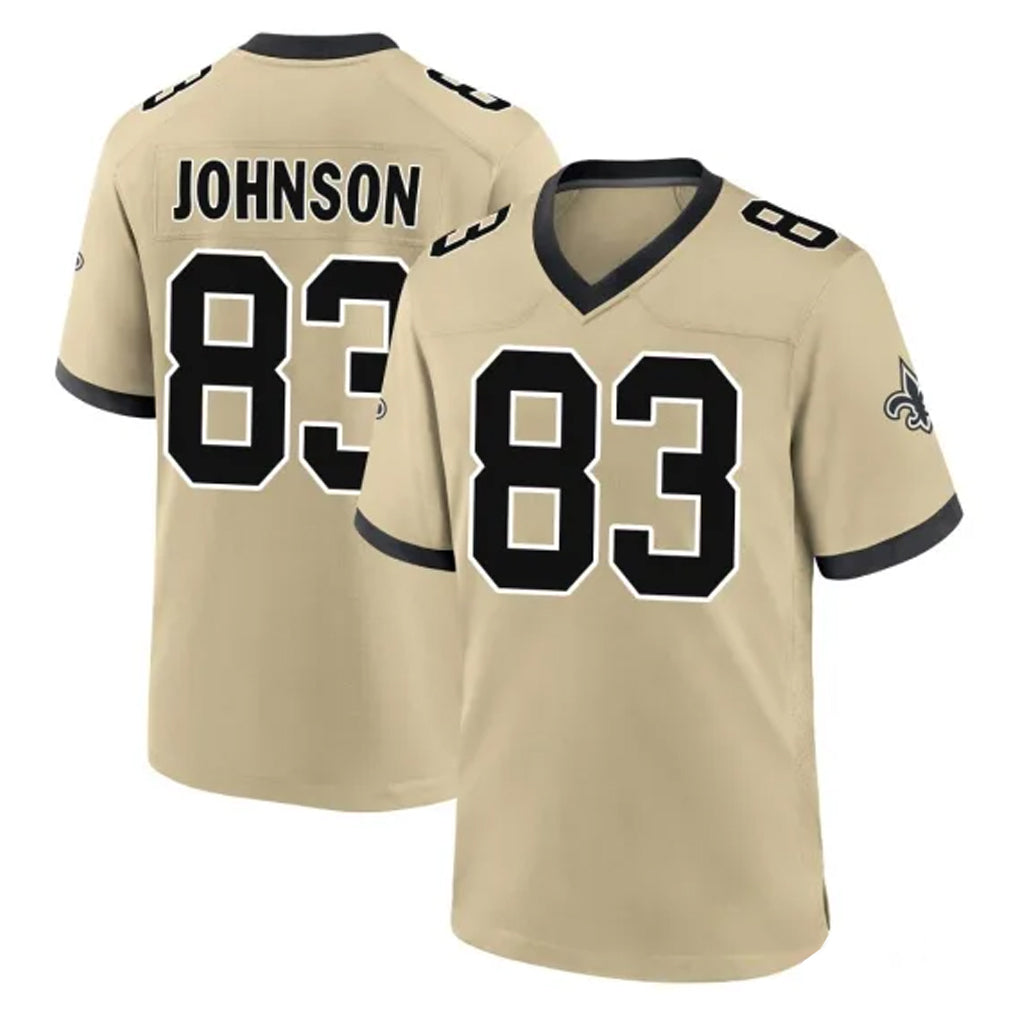 Punc NO.Saints #83 Juwan Johnson Player Gold Home Game Stitched Jerseys
