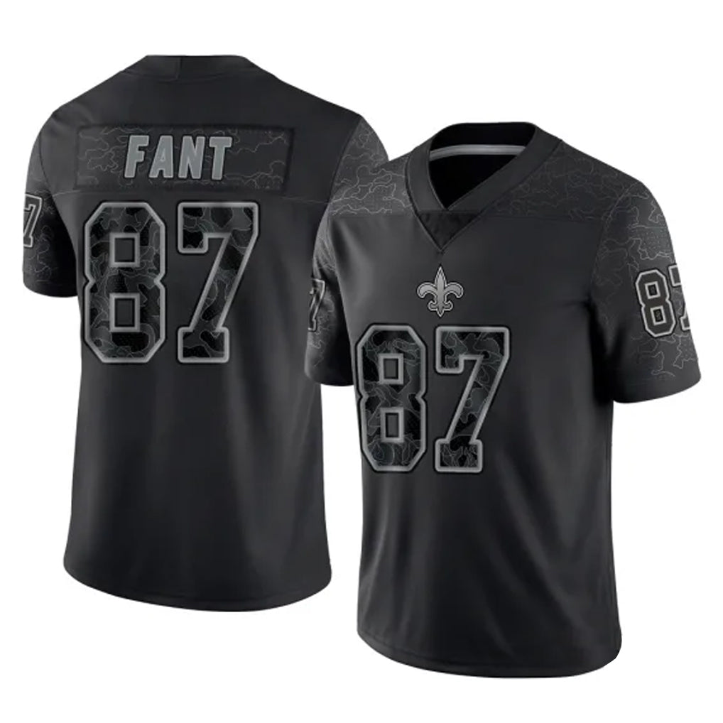 Punc NO.Saints #87 Noah Fant Player Black Limited Reflective Home Game Stitched Jerseys