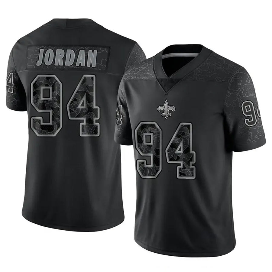 Punc NO.Saints #94 Cameron Jordan Player Black RFLCTV Limited Stitched Jerseys