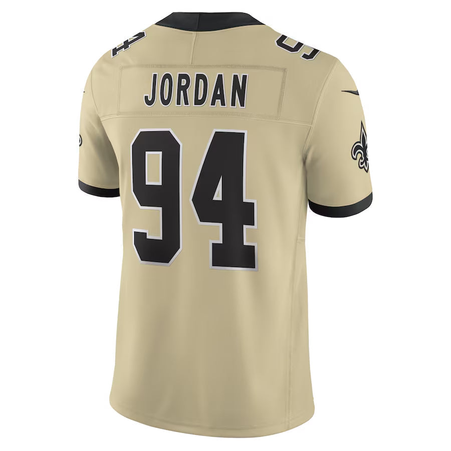 Punc NO.Saints #94 Cameron Jordan Player Gold Alternate Vapor F.U.S.E. Limited Stitched Jerseys