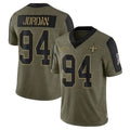 Punc NO.Saints #94 Cameron Jordan Player Salute To Service Olive Stitched Jerseys