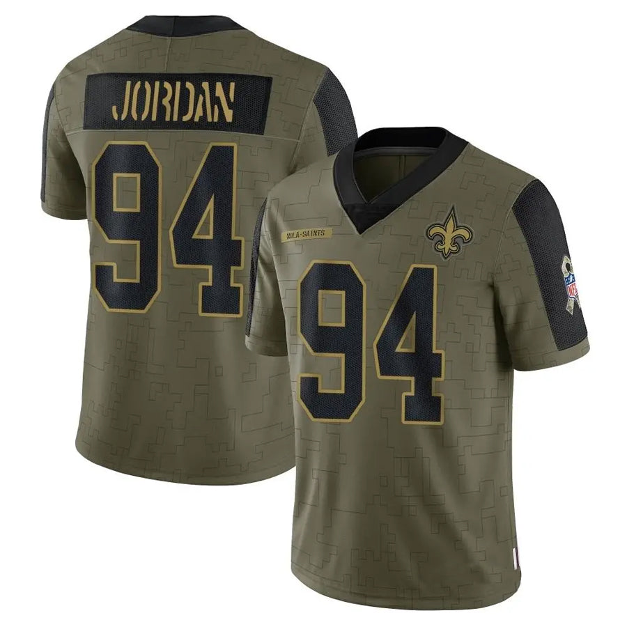 Punc NO.Saints #94 Cameron Jordan Player Salute To Service Olive Stitched Jerseys