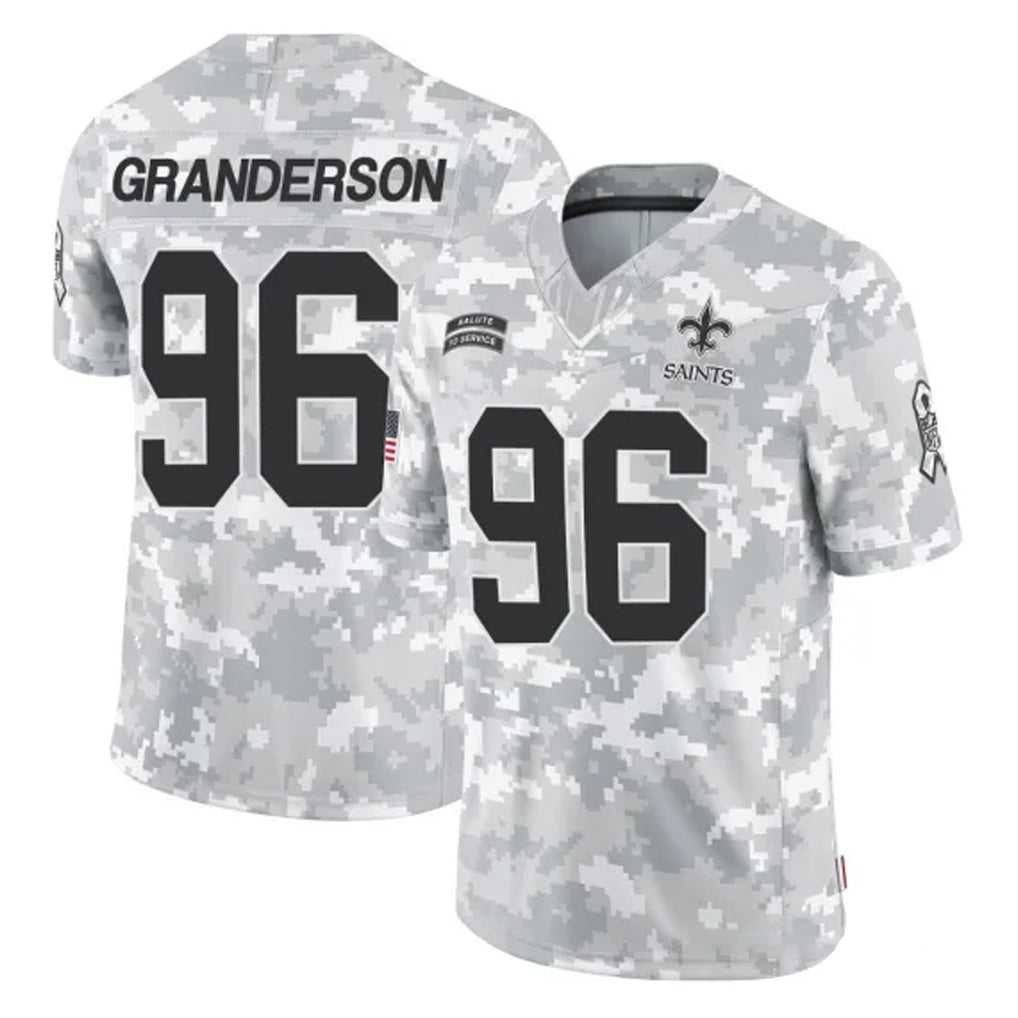 Punc NO.Saints #96 Carl Granderson Player Arctic Camo Salute To Service Limited Game Stitched Jerseys