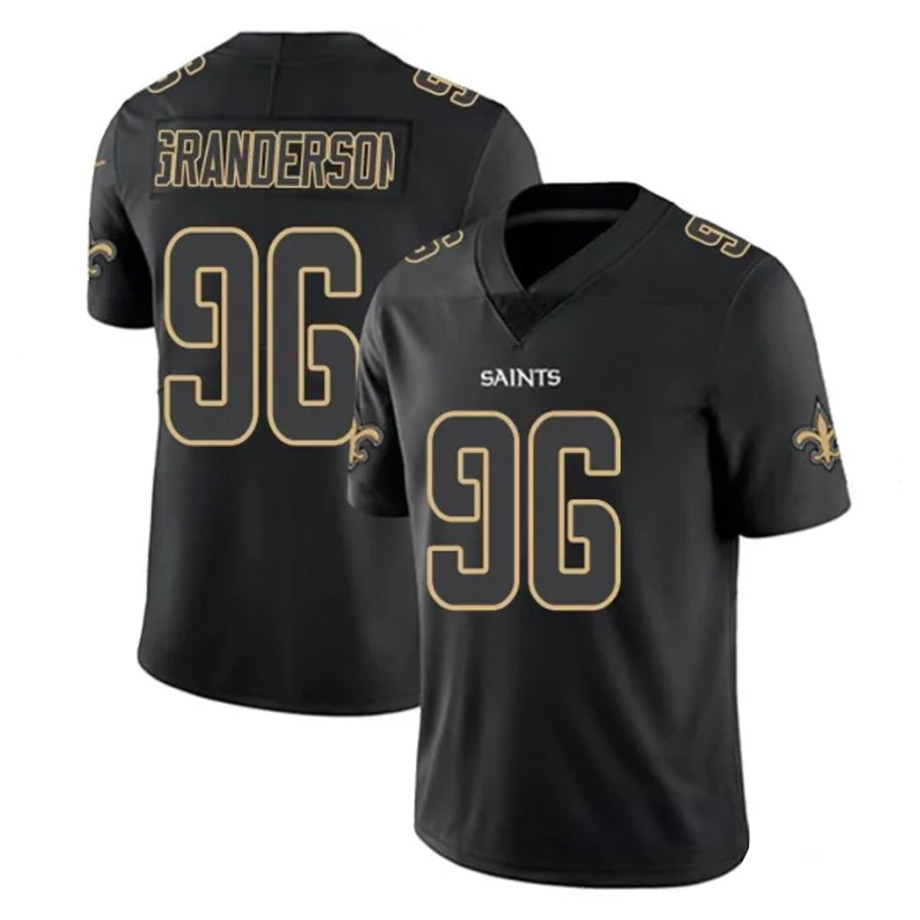 Punc NO.Saints #96 Carl Granderson Player Black Impact Limited Home Game Stitched Jerseys