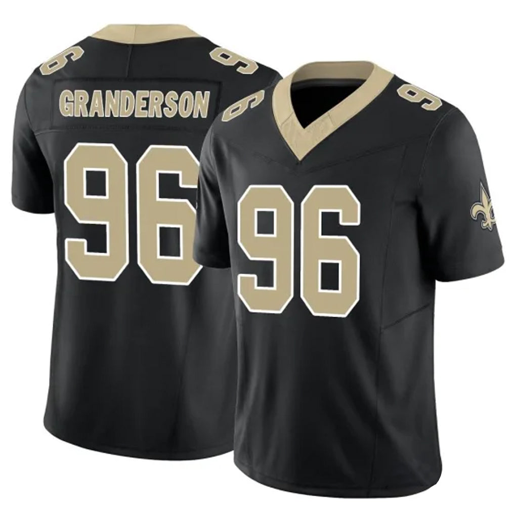 Punc NO.Saints #96 Carl Granderson Player Black Limited Vapor F.U.S.E. Home Game Stitched Jerseys