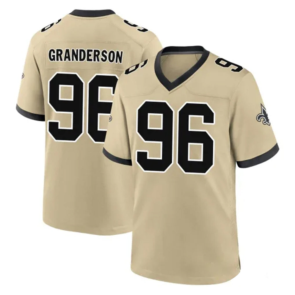 Punc NO.Saints #96 Carl Granderson Player Gold Home Game Stitched Jerseys