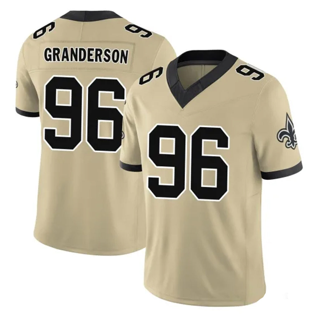 Punc NO.Saints #96 Carl Granderson Player Gold Limited Vapor F.U.S.E. Home Game Stitched Jerseys