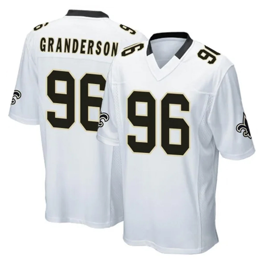 Punc NO.Saints #96 Carl Granderson Player White Home Game Stitched Jerseys