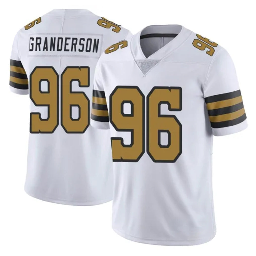 Punc NO.Saints #96 Carl Granderson Player White Limited Color Rush Home Game Stitched Jerseys