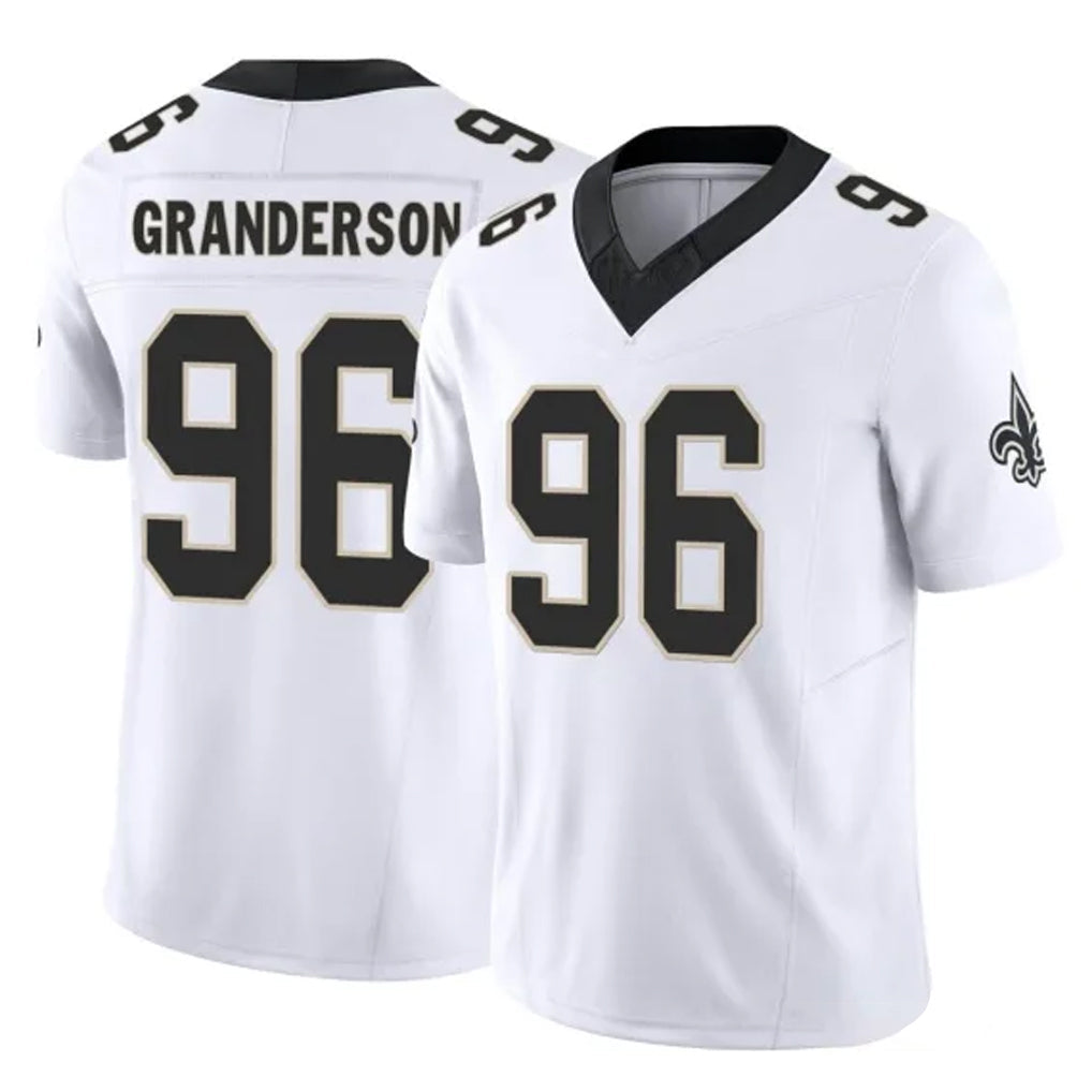 Punc NO.Saints #96 Carl Granderson Player White Limited Vapor F.U.S.E. Home Game Stitched Jerseys