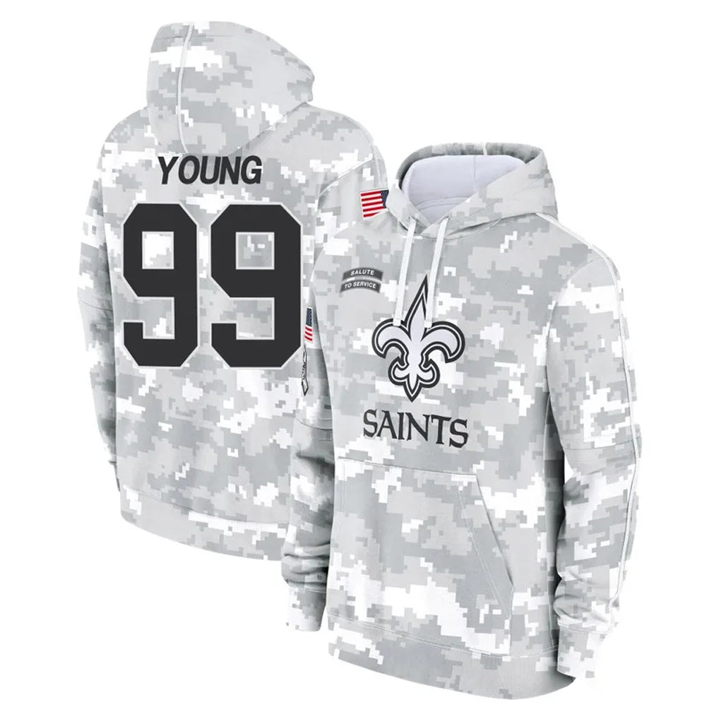 Punc NO.Saints #99 Chase Young Player Arctic Camo Salute to Service Pullover Hoodies Limited Game Stitched Jerseys
