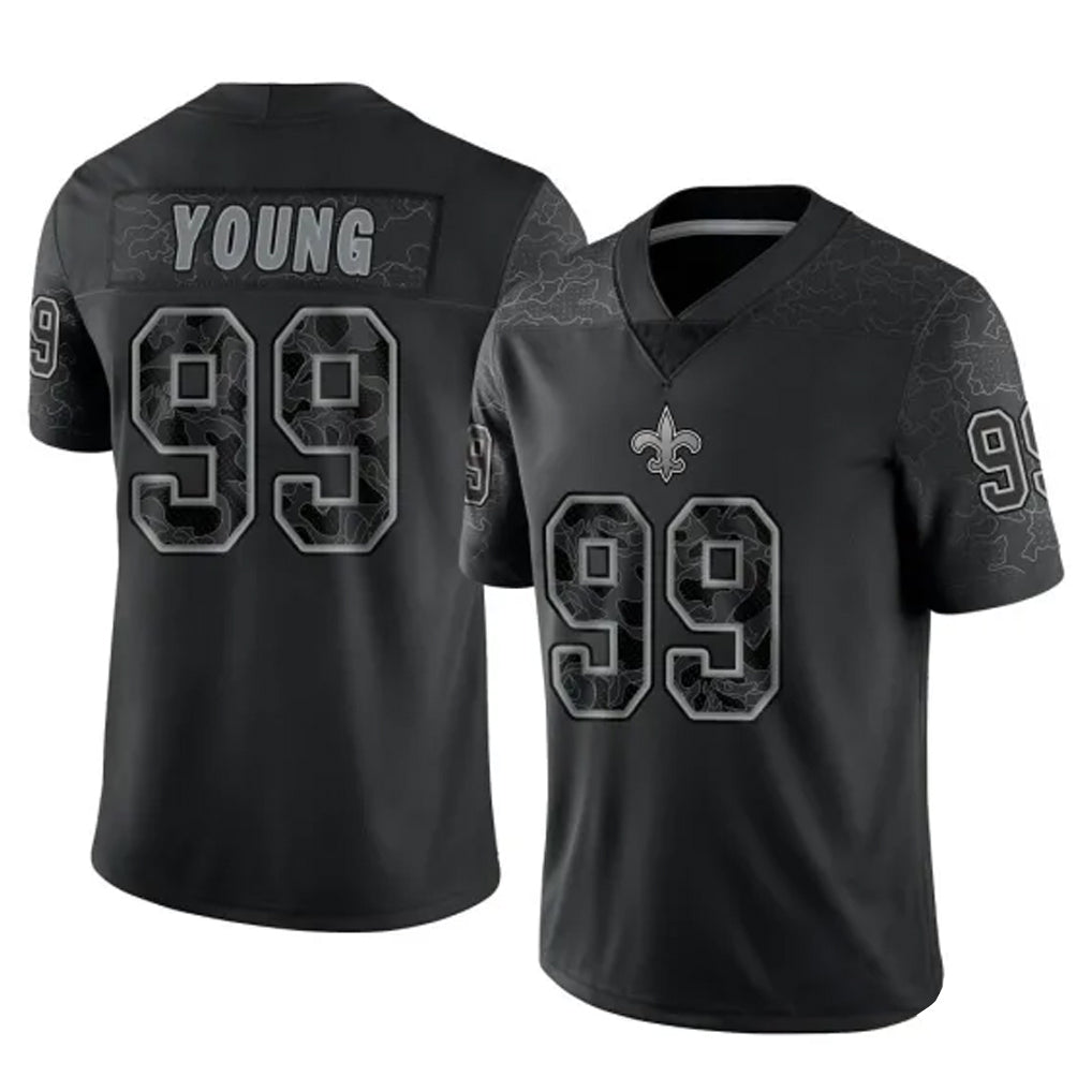 Punc NO.Saints #99 Chase Young Player Black Limited Reflective Home Game Stitched Jerseys